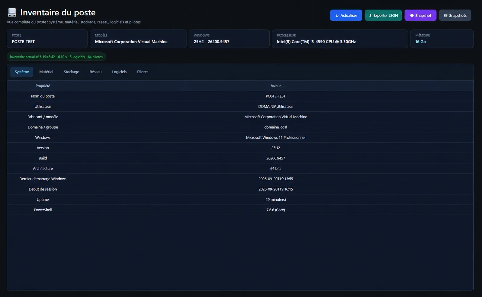 Inventaire du poste (capture historique 2.0.0)