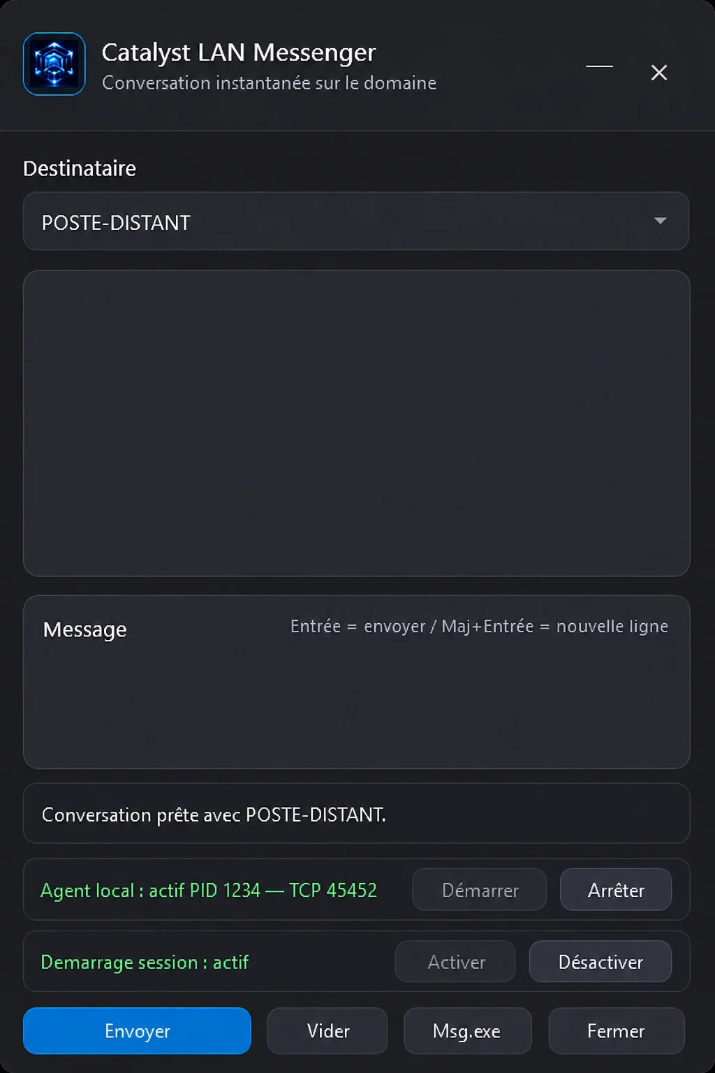Capture réelle de Catalyst LAN Messenger
